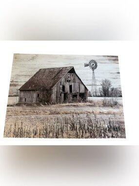 Rustic Farmhouse Barn Windmill Canvas Wall Art